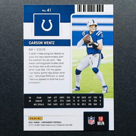 Carson Wentz - 2021 Panini Contenders #41 - Picture 2 of 2